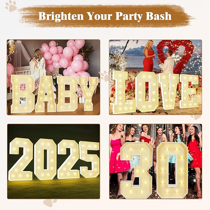 Marquee Light Up Letters: 4FT Large Decorative Signs for Party Decorations Baby Shower Birthday Wedding Engagement Anniversary, 4 Feet Tall Pre-Cut DIY Foamboard Letter A - Easy to Assemble
