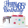 1 PCS Happy 65th Birthday Cake Topper Glitter Cheers to 65 Years Birthday Cake Pick Sixty Five 65 Fabulous Cake Decoration for Happy 65th Birthday Theme Party Decorations Supplies Blue