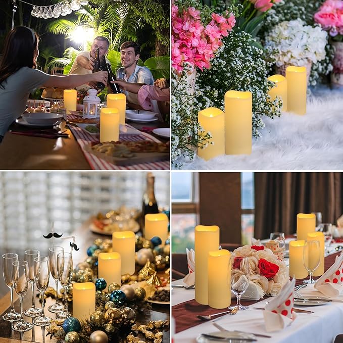 pliadvbu Flameless LED Candles 72 Pack, Outdoor Realistic Waterproof Votive Candles with 4 Remote Control and Timer for Halloween Wedding Festival Decor, (H 4" 5" 6" x D 2.2")