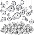 Funtery 100 Pcs Mirror Disco Balls Bulk Assorted Silver Hanging Disco Ball Decor for Home Wedding Birthday Dance Music 70 S Theme Party Christmas Tree Ornaments(1.2'', 2'', 3.2'', 4'')