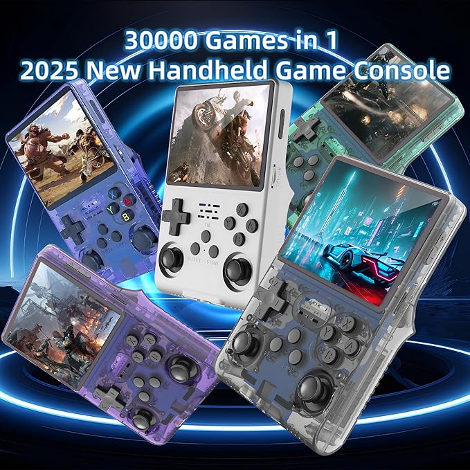 R40S PRO Retro Gaming Console, 30000+ HD Games Handheld Game Console, 3800mAh Rechargeable Mini Retro Video Console with 256GB TF Card, Portable Pocket Arcade (Transparent Green)