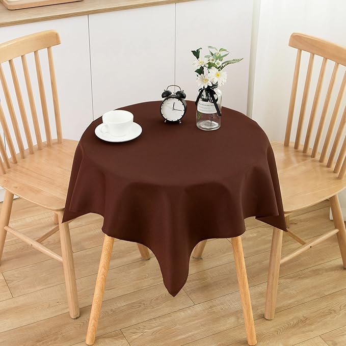 2 Pack Small Square Table Cloth 36X36 Inch Chocolate Washable Fabric Tablecloth Polyester Solid Table Cover for Night Stand End Table Side Table Outdoor Indoor