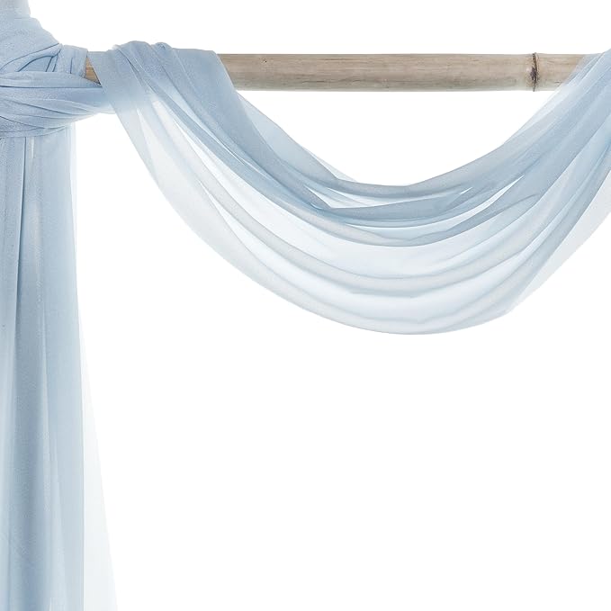 VDS Pack of 2 Panel (30 Inch X 30 Feet) Wedding Arch Draping Fabric Sheer Chiffon Fabric Drapery for Wedding Ceremony Reception Swag Backdrop Canopy Chuppah ARBO Altars Decoration (Baby Blue)