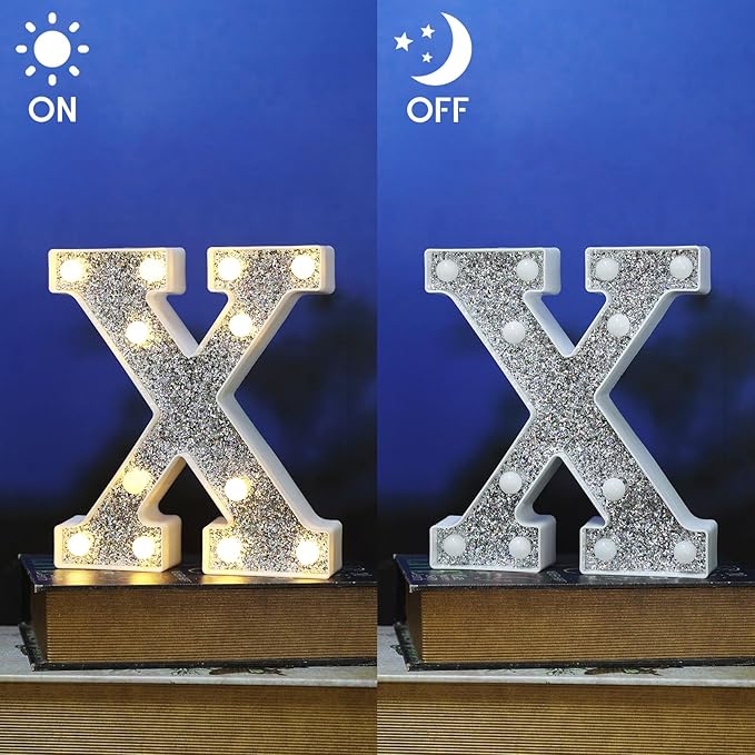 Light Up Letters - Marquee Signs for Table Decorations, Glitter Lighted Alphabet & Number Letters for Prom, Events or Engagement Parties