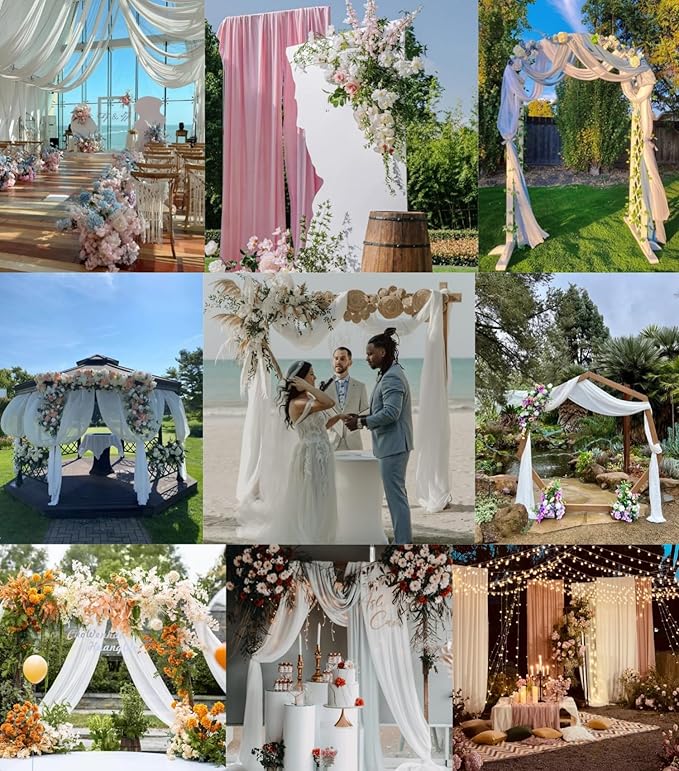 Navy Blue Wedding Arch Draping Fabric 4 Panels 29" x 20 FT Navy Wedding Drapes for Backdrop Sheer Curtain Drapes for Romantic Bridal Baby Shower Ceremony Birthday Party Fall Outdoor Events
