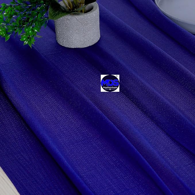 MDS Halloween Chiffon Table Runner - 12 Pack, 29 x 170 Inches, 14ft Each - Sheer Spooky Table Runners for Haunted House Parties, Trick-or-Treat Tables, Witchy Décor, Wedding & Events - Royal Blue