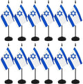 12 Pack Israel Desk Flags, Israeli Desktop Flag, Small Miniature Office Flags with 12" Black Pole and Black Base, Offices, Classroom, Home, Festival Decoration (Israel)