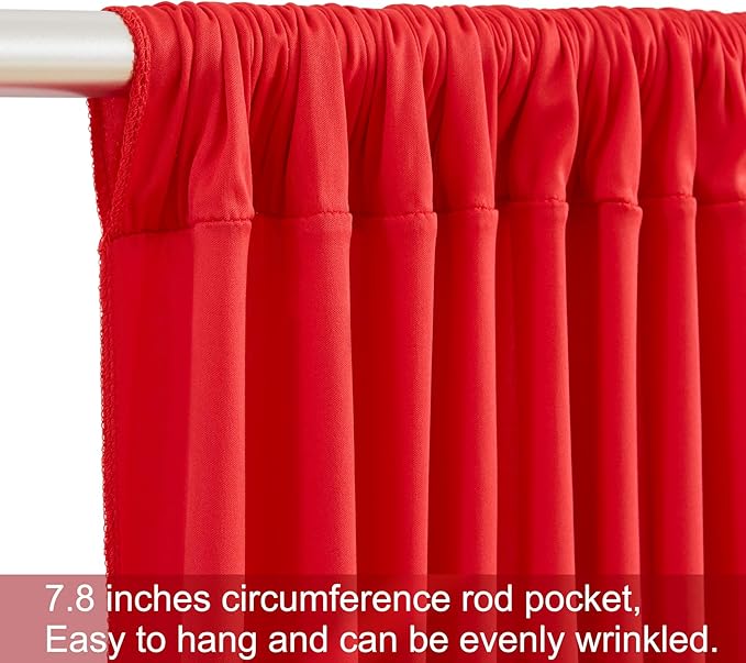 40ft x 12ft Red Backdrop Curtains Wrinkle Free Backdrop Curtain for Wedding Parties Red Fabric Backdrops Drapes Back Drop Cloth Bridal Shower Stage Curtains Wedding Decorations for Reception