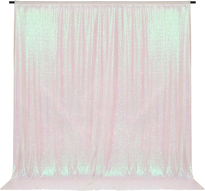 PartyDelight Iridescent 8FTx8FT Sequin Backdrop Photography Curtain Special Events Party