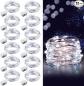 Aogist 12 Pack Fairy Lights 3 Modes 7ft 20 LED Waterproof,Battery Operated Silver Wire Firefly Starry Moon Mini String Lights for Mason Jars Christmas DIY Crafts Wedding Party Bedroom,White