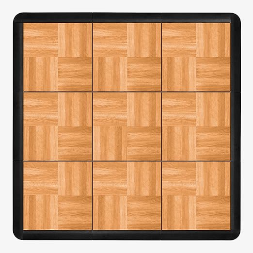 IncStores 3/8" Thick Snap Together Dance Flooring | 12"x12" Printed Vinyl Dance Floor for Practice & Performance | Oak | 20 Tile Pack