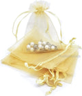 TheDisplayGuys 48-Pack 4x6 Gold Sheer Organza Gift Bags with Drawstring, Jewelry Candy Treat Wedding Party Favors Mesh Pouch
