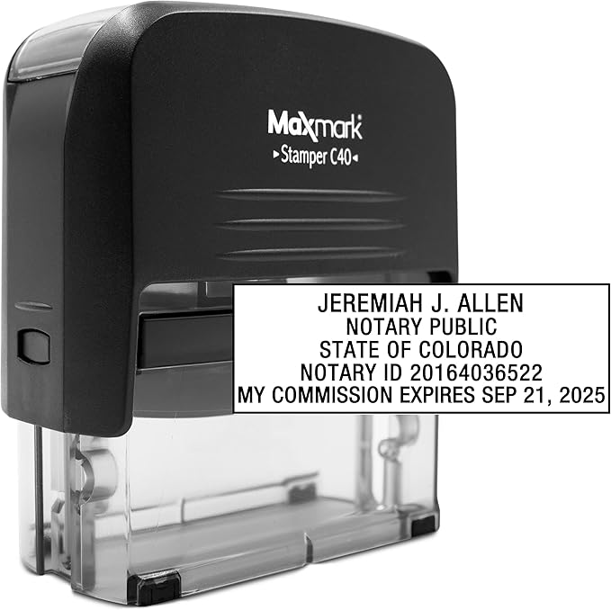 MaxMark Notary Stamp for State of Colorado- Self Inking Stamp