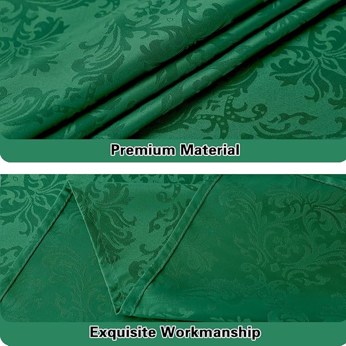 Jacquard Tablecloth Rectangle 52 x 70 Inch, Waterproof Wrinkle Free Damask Table Cloth, Soft Polyester Table Cover for Spring Dining, Easter Party, Banquet, Dinner, Green