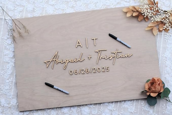 Personalized Last Name Guest Book, Unique Guest Book Sign, Custom Alternative Guest Book, Wooden Guest Book, Wedding Ceremony Guestbook Sign (Design 9)