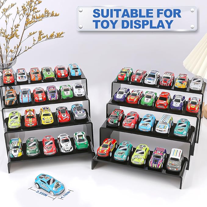 Aheroi Acrylic Risers, 8 Pcs 2 Set(7”L~8”L~9”L) Display Risers, Black Arylic Display Stands Acrylic Shelf Riser, Display Holders for Vendor Events, Cupcake Stands, Toys Display Clear Shelves