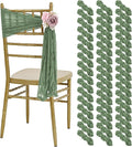 50 PCS Cheesecloth Chair Sashes, Bows Designed ChairSashes, 15.7x70 inch Chair Sashes for Aisle Decorations Universal Chairs Cover Decoration for Wedding Reception Party Banquet (Sage Green)