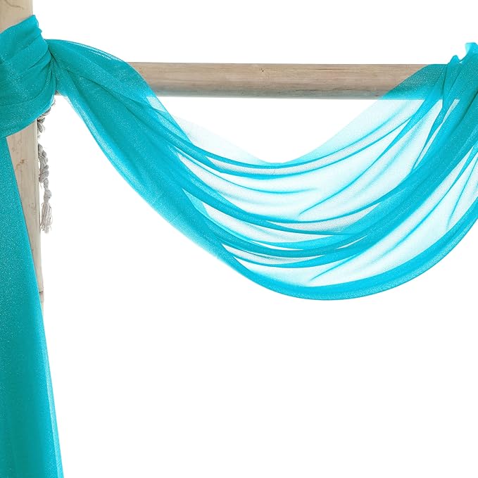 VDS Pack of 2 Panel (30 Inch X 40 Feet) Wedding Arch Draping Fabric Sheer Chiffon Fabric Drapery for Wedding Ceremony Reception Swag Backdrop Canopy Chuppah ARBO Altars Decoration (Peacock Blue)