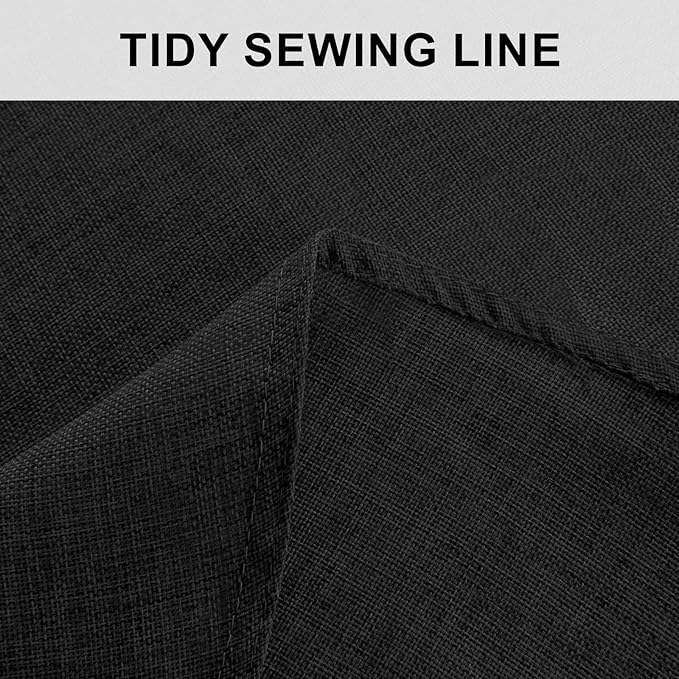 Hiasan Round Linen Tablecloth 90 Inch - Wrinkle and Stain Resistant Washable Polyester Fabric Table Cloth for Dining Room Kitchen Party, Black