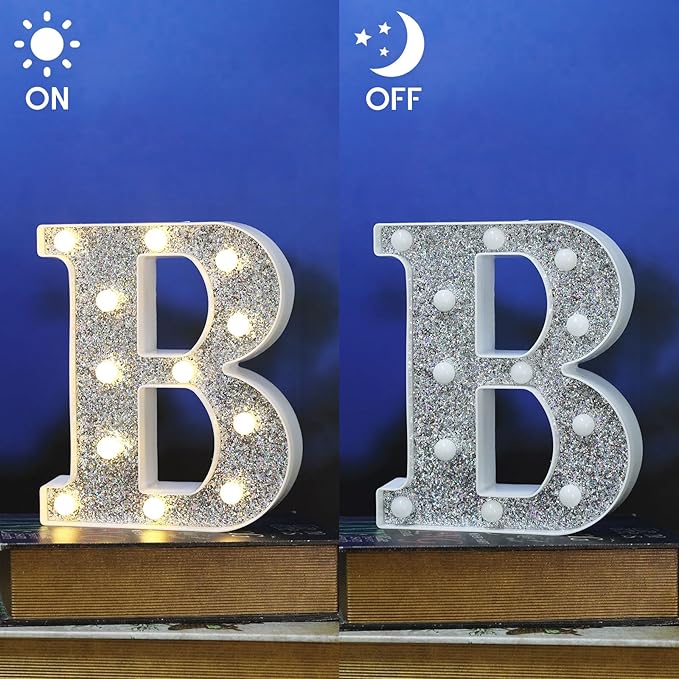 Marquee Light Signs for Table Decorations - Glitter Alphabet & Number Lighted Letters for Prom, Events or Engagement Party Decor