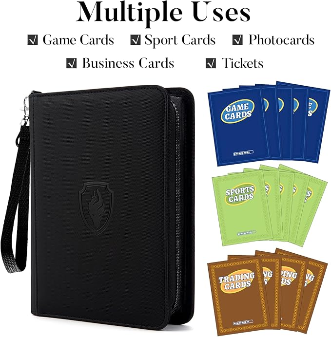 Premium 4 Pocket Zip Card Binder, Trading Card Binder for 320 Cards, Portable PU Card Collection Binder, Collector Card Album Folder for MTG, TCG, Sports Cards, Game Cards (Pink)