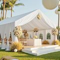 PartyVillage 40ftx40ft White Ceiling Curtain for Wedding Parties – 8 Panels Wrinkle-Free 40 FT Long Tent Draping Curtains for Wedding, Birthday & Theme Parties, 40ft Height with Rod Pocket