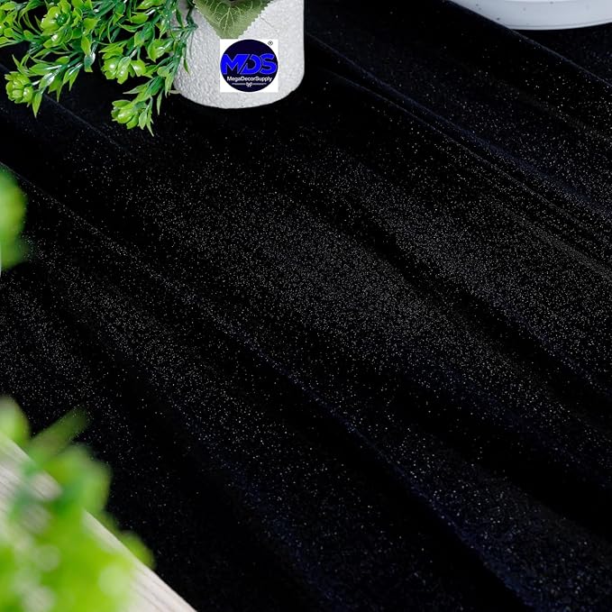 MDS 1 Pack 10ft Chiffon Table Runner 29 x 120 Inches Sheer Wedding Runner Romantic Rustic Table Runner for Wedding Decorations, Birthday Parties, Bridal Shower Party Arch Decor - Black