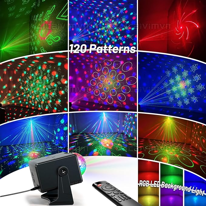 Party Lights Dj Disco Light Disco Ball Stage Strobe Lights LED Projector Sound Activated with Remote Control for Parties Xmas Club Bar Gift Birthday Rave Christmas Home Room Decoration