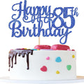 1 PCS Happy 85th Birthday Cake Topper Glitter Cheers to 85 Years Birthday Cake Pick Eighty Five 85 Fabulous Cake Decoration for Happy 85th Birthday Theme Party Decorations Supplies Blue