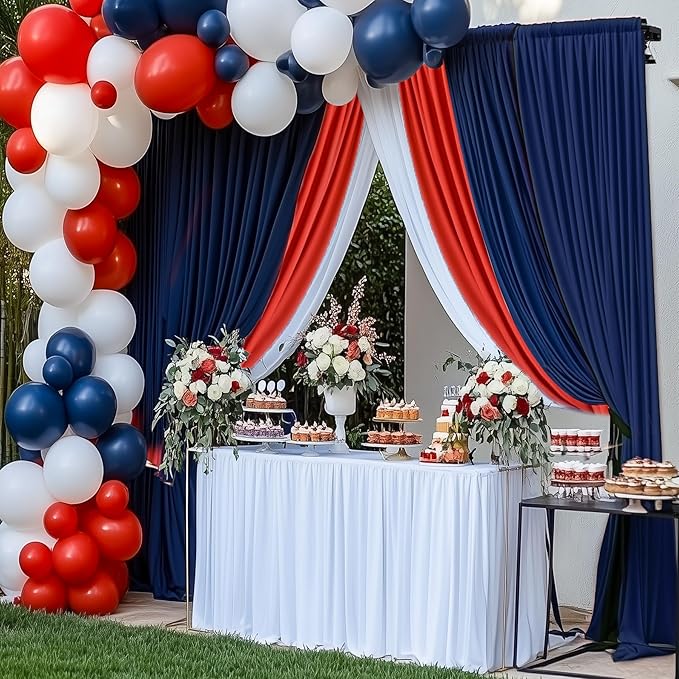 20×12ft Navy Blue Wrinkle Free Backdrop Curtain for Wedding Parties, 4 Panels 5×12ft Long Soft Silky Polyester Backdrop Drapes Photo Back Drop Curtains for Birthday Photography Background Cloth