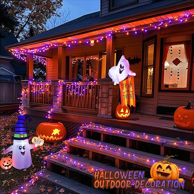 JMEXSUSS 600 LED Christmas String Lights Outdoor, Orange and Purple Lights Clear Wire, Christmas Twinkle String Lights Plug in for Tree Christmas Decorations