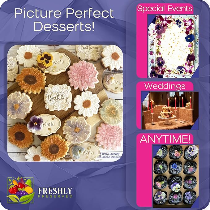 Pansy Edible Flowers for Cocktails & Desserts - 20 USA-Grown Freeze-Dried Flowers for Drink Garnish - Edible Dried Flowers (0.2 oz)