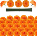 Hananona 50Pcs Artificial Marigold Flower Heads, Silk Marigold Heads Bulk Fake Flowers for Dia De Los Muertos Decor DIY Marigold Garland Day of The Dead Decorations