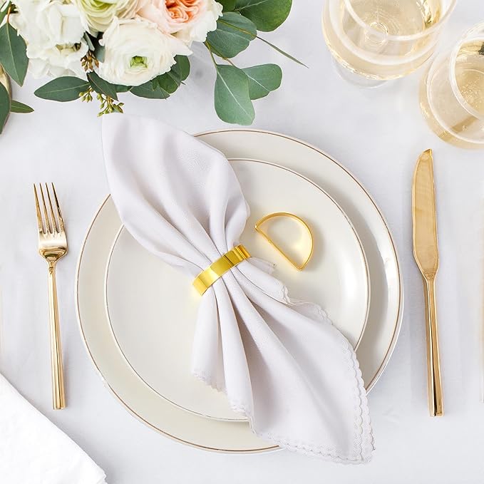 Gold Napkin Rings Set of 8, Iron Material Bright Gold Napkin Holder, Fall Thanksgiving Christmas Easter Napkins Rings for Daily Table Decor Wedding, Banquet, Party