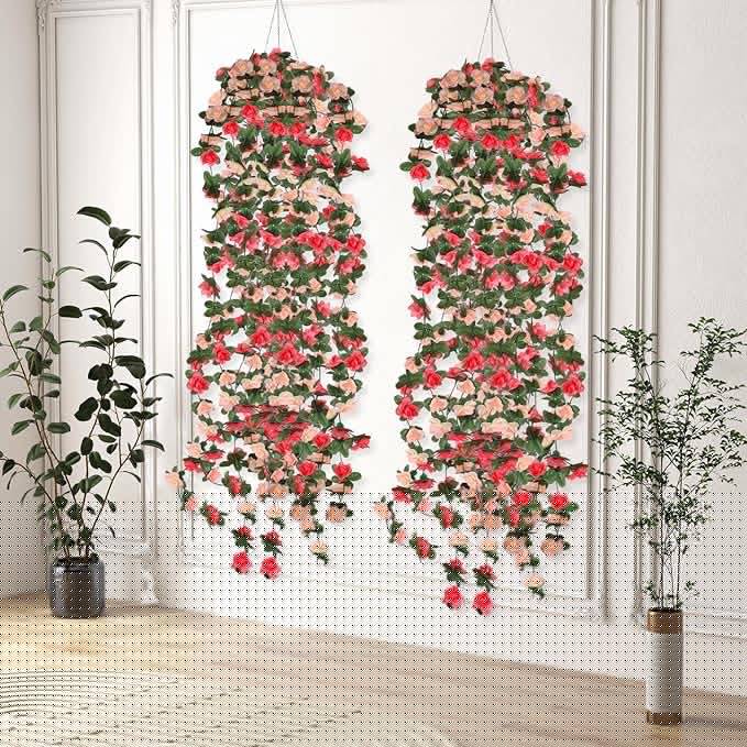 10 Pcs 82FT Flower Garland, Artificial Rose Garland Flowers Plants Fake Flower Hanging Rose Ivy, Birthday Party Valentine's Day Wedding Wall Arch Decor