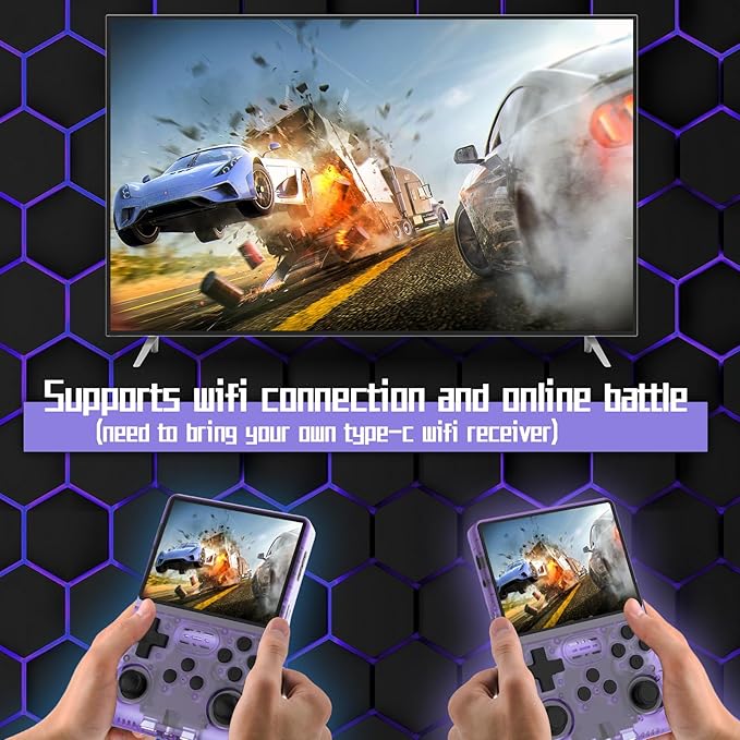 FVBADE 【30000 in 1】 R40S PRO Handheld Game Console 3.5 inch IPS Screen Mini Retro Console 3800mAh Portable Pocket Arcade 12+ Mainstream Emulator 256G TF Card Transparent