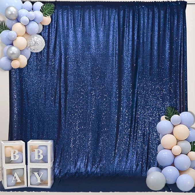 PartyDelight Blue Sequin Backdrop 6FTx6FT Photography Photo Booth Wedding Curtain Party