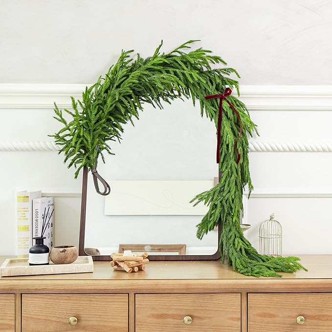72" Extra Full Norfolk Pine Garland Realistic Christmas Garland Cedar Garland for Mantle Stairs Table Wall Fireplace Indoor Outdoor Xmas Christmas Decor Decorations