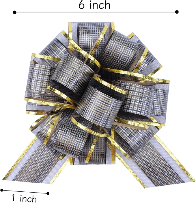 12 Pcs 6 Inch Large Pull Bows, Wedding Gift Ribbon Bow, Party Birthday Holiday Gift Wrapping Bow, Present Decoration Bow