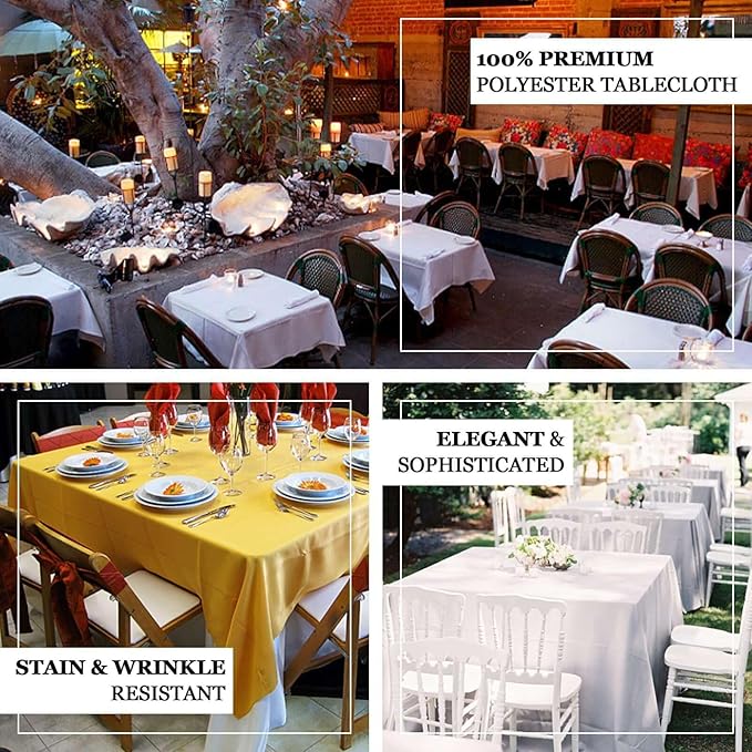 Efavormart 90" Square Polyester Table Overlay for Wedding Kitchen Dining Events - Blue