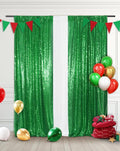 Eternal Beauty 2 PCS Sequin Backdrop Curtain, Sequin Wedding Backdrop for Christmas Party, Birthday (Green 2FTx8FT)