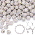 100 pcs 10mm Rhinestone Beads for Jewelry Making, Crystal AB Shiny Round Shamballa Disco Beads Bulk, Sparkle Crystal Clay Christmas for Bracelet Baseball Necklace Earring Crafting and DIY