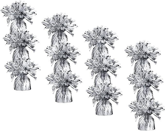 Silver Balloon Weights, Heavy Balloon Weight Pack of 12 Metallic Foil Weights for Balloons, Birthday Party & Wedding Table Centerpiece Ballon Weight 4.8’’ DIY Ballon Weights for Helium Balloons
