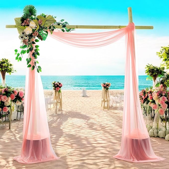 MDS Halloween Chiffon Draping Fabric - 1 Panel, 30" Wide x 40ft Long - Sheer Spooky Arbor & Canopy Drapery for Haunted House Backdrops, Party Ceilings, DIY Costumes & Themed Events - Peach