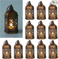LLQ 12Pcs Mini Lantern for Centerpieces, Small Candle Lanterns Decorative Indoor, Vintage Hanging Moroccan Lantern for Halloween Decorations, Christmas Centerpieces for Tables, Wedding Table Decor
