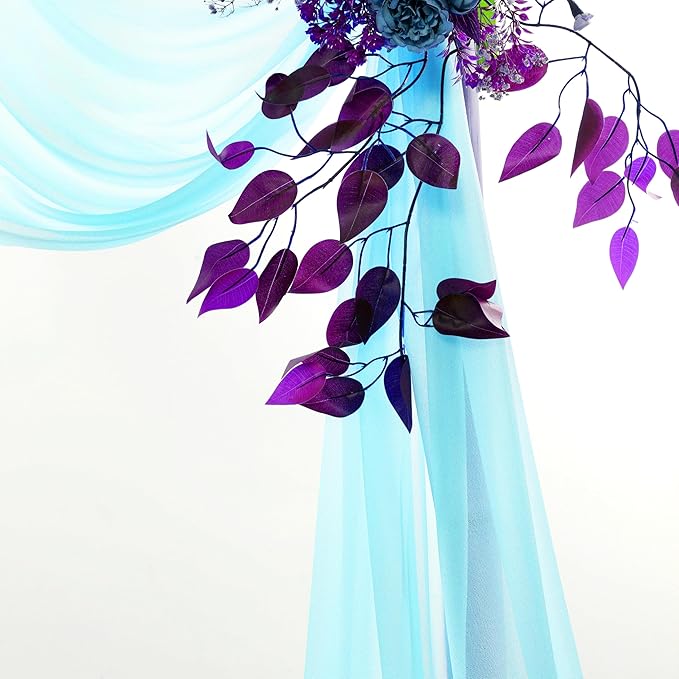 VDS Pack of 4 Panel (30 Inch X 20 Feet) Wedding Arch Draping Fabric Sheer Chiffon Fabric Drapery for Wedding Ceremony Reception Swag Backdrop Canopy Chuppah ARBO Altars Decoration (Teal)