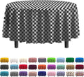 Party Solids Pack Of 12 - Premium Plastic Tablecloth 84 Inch Round Table Cover - Checkered