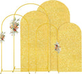 MODFUNS Arch Backdrop Stand and Cover Set 4&5&6ft Gold Sequin Arch Stand Cover Metal Arch Frame Vintage Backdrop Stands for Baby Shower Birthday Party Ceremony Decoration