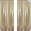 4FTx8FT Champagne Gold Sequin Backdrop Curtains 2 Panels Sparkly Background Drapes for Party