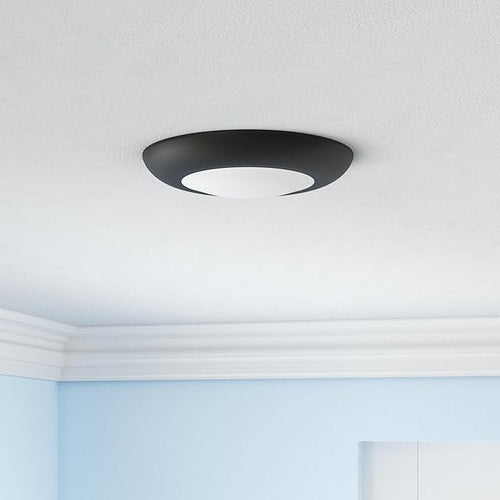 10 Packs 4 Inch Black LED Low Profile Recessed & Surface Mount Disk Light, Round, 10W, 600 Lumens, 3000K Warm White, CRI80, DOB Design, Dimmable, ETL Listed
